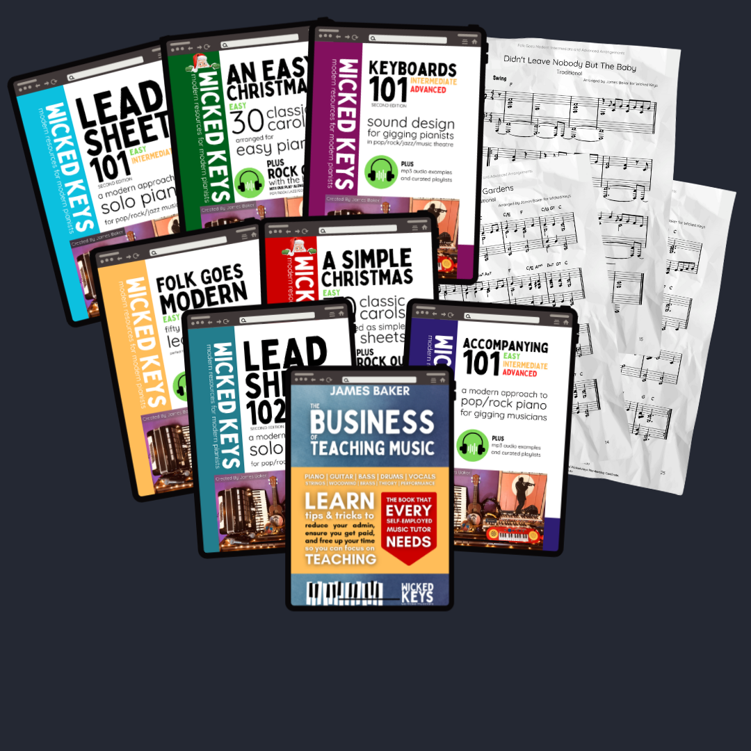 Get full access to Wicked Keys piano resources – modern piano books, lead sheets, teaching tools, and music with a subscription.