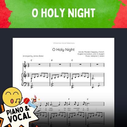 Christmas Vocal Selections: 24 Classic Carols Arranged For Voice & Intermediate Piano